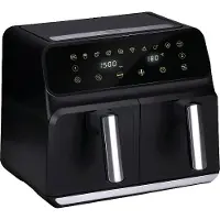 Alpina sport Double Airfryer XL 8L - Heißluftfritteuse für 4 bis 8 Personen - Fassungsvermögen 2x4L - Digitalanzeige - Fritteuse 1700 W - Sync Finish Funktion - Schwarz