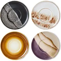 HK Living Tee-Untertasse 4er-Pack Ø 13 cm Steingut Multi