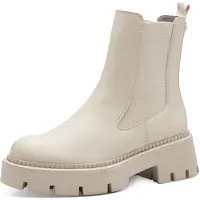 Tamaris Damen Stiefelette Boot derbe Profilsohle Stretcheinsätze 1-25408-41, Größe:39 EU, Farbe:Beige