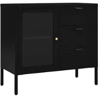 vidaXL Sideboard Schwarz 75x35x70 cm Stahl und Hartglas