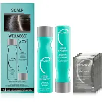 Malibu C Scalp Wellness Collection Set für trockene Kopfhaut Feuchtigkeitsshampoo 266 ml + Conditioner für empfindliche Kopfhaut 266 ml + Kur 12x5 g