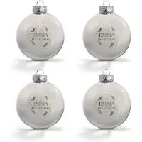 Yoursurprise Weihnachtskugel mit Namen - Silber (4 Stück)
