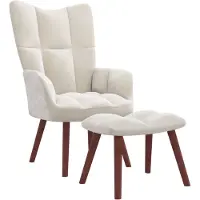 vidaXL Relaxsessel mit Hocker Cremeweiß Samt
