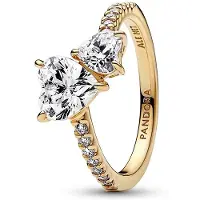 Pandora 161198C01-48 Doppel-Herz funkelnder Ring - Gr. 48 - Gelbgold Vergoldung