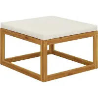 vidaXL Hocker mit Cremeweißem Kissen Massivholz Akazie