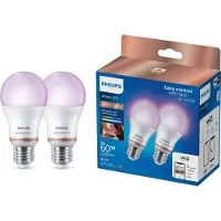 Philips Hue Lampe 8 W (entspr. 60 W) A60 E27 x2, Wi-Fi/Bluetooth, Wi-Fi 4 (802.11n), 802.11b, 802.11g, LED, E27, A60, A-Form