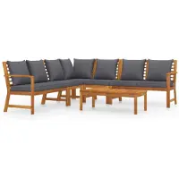 vidaXL 6-tlg. Garten-Lounge-Set mit Auflagen Massivholz Akazie