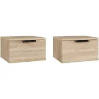 vidaXL - Nachttische - 2 - st - Wandmontage - 34x30x20 - cm - sonoma - Farbe eiche