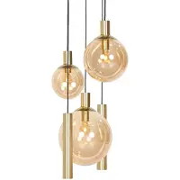 Steinhauer Bollique 3/2 Pendelleuchte 5-flammig rund-Messing - Bernstein
