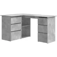 vidaXL Eckschreibtisch Betongrau 145x100x76 cm Holzwerkstoff