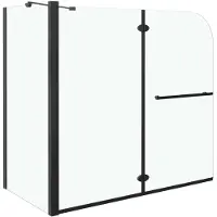 vidaXL Badewannenaufsatz 2-fach Faltbar ESG 120x68x130 cm Schwarz