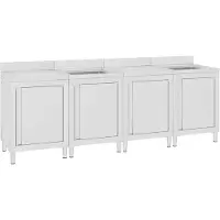 vidaXL Gastro-Spülenunterschrank 240x60x96 cm Edelstahl
