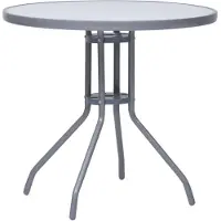 vidaXL Gartentisch Hellgrau 80 cm Stahl und Glas