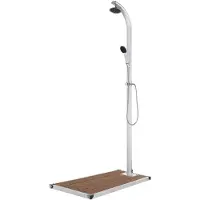 vidaXL Gartendusche mit Brauner Bodenplatte 220 cm Aluminium