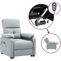 vidaXL Massagesessel Elektrisch Hellgrau Stoff