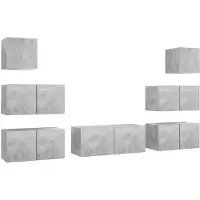 vidaXL 7-tlg. TV-Schrank-Set Betongrau Holzwerkstoff