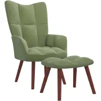 vidaXL Relaxsessel mit Hocker Hellgrün Samt