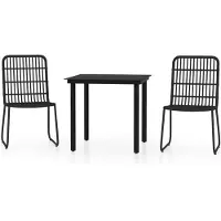 vidaXL 3-Tlg Garten-Essgruppe Schwarz 3099167
