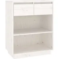 vidaXL Beistellschrank Weiß 60x34x75 cm Massivholz Kiefer