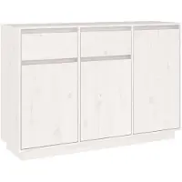 vidaXL Sideboard Weiß 110x34x75 cm Massivholz Kiefer