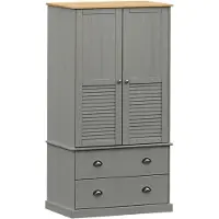 vidaXL Kleiderschrank VIGO Grau 90x55x170 cm Massivholz Kiefer