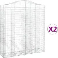 vidaXL Gabionen mit Hochbogen 2 Stk. 200x50x220/240cm Verzinktes Eisen