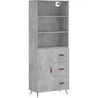 vidaXL Highboard Betongrau 69,5x34x180 cm Holzwerkstoff