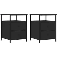 vidaXL - Nachttische - 2 - Stück - 44x45x60 - cm - handgefertigt - Holz - schwarz