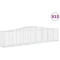 vidaXL Gabionen mit Hochbogen 15 Stk. 400x50x80/100cm Verzinktes Eisen