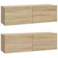 vidaXL TV-Wandschränke 2 Stk. Sonoma-Eiche 100x30x30 cm Holzwerkstoff