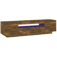 vidaXL TV-Schrank mit LED-Leuchten Räuchereiche 160x35x40 cm