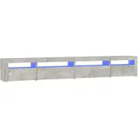vidaXL TV-Schrank mit LED-Leuchten Betongrau 270x35x40 cm