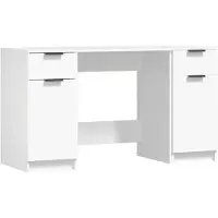 vidaXL Schreibtisch mit Beistellschrank Weiß Holzwerkstoff