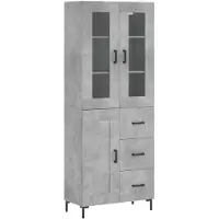 vidaXL Highboard Betongrau 69,5x34x180 cm Holzwerkstoff