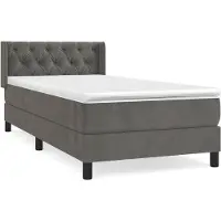 vidaXL Boxspringbett mit Matratze Dunkelgrau 80x200 cm Samt