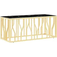 vidaXL Couchtisch Golden 110x45x45 cm Edelstahl und Glas