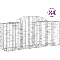 vidaXL Gabionen mit Hochbogen 4 Stk. 200x50x80/100 cm Verzinktes Eisen