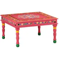 vidaXL Couchtisch Rosa Handbemalt Massivholz Mango