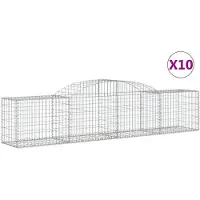 vidaXL Gabionen mit Hochbogen 10 Stk. 300x50x60/80 cm Verzinktes Eisen