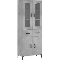 vidaXL Highboard Betongrau 69,5x34x180 cm Holzwerkstoff
