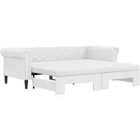 vidaXL Tagesbett Ausziehbar mit Matratzen Weiß 90x200 cm Kunstleder