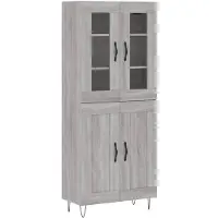 vidaXL Highboard Grau Sonoma 69,5x34x180 cm Holzwerkstoff