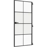 vidaXL Innentür Schlank Schwarz 93x201,5 cm Hartglas & Aluminium