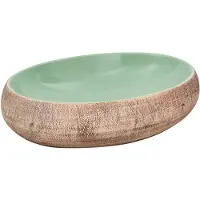 vidaXL Aufsatzwaschbecken Grün und Braun Oval 59x40x15 cm Keramik