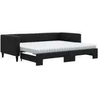 vidaXL Tagesbett Ausziehbar mit Matratzen Schwarz 90x190 cm Stoff