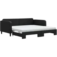 vidaXL Tagesbett Ausziehbar mit Matratzen Schwarz 100x200 cm Stoff