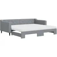 vidaXL Tagesbett Ausziehbar mit Matratze Hellgrau 90x200 cm Stoff