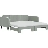 vidaXL Tagesbett Ausziehbar mit Matratzen Hellgrau 90x190 cm Samt