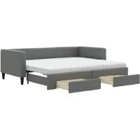 vidaXL Tagesbett Ausziehbar mit Schubladen Dunkelgrau 90x200 cm Stoff