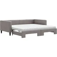 vidaXL Tagesbett Ausziehbar mit Matratzen Taupe 100x200 cm Stoff